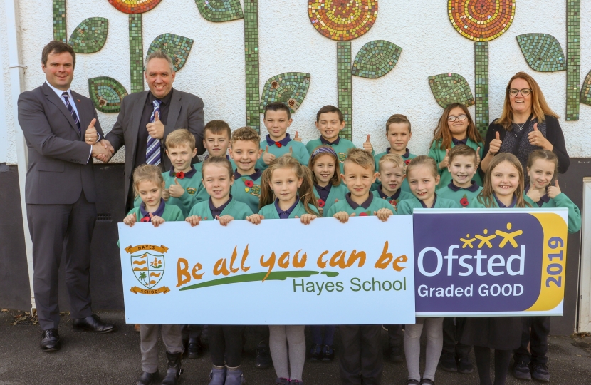 Kevin With Children and Staff at Hayes Primary