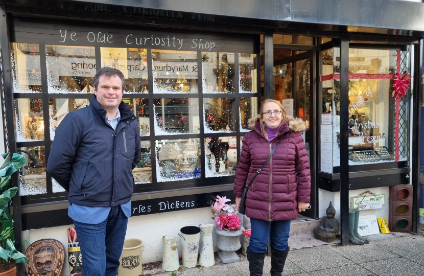 Kevin and Hazel visiting a local independent trader.