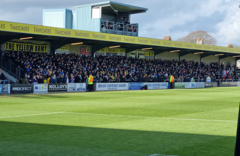 Torquay United Fans Filling the Popside.