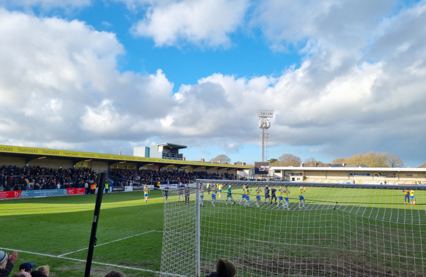 Matchday at Plainmoor Stadium.