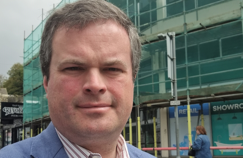 Kevin Foster MP outside the new CDC in Market Street.