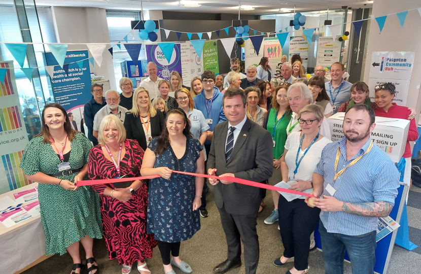 Kevin Foster MP cuts the ribbon to open the new community hub.