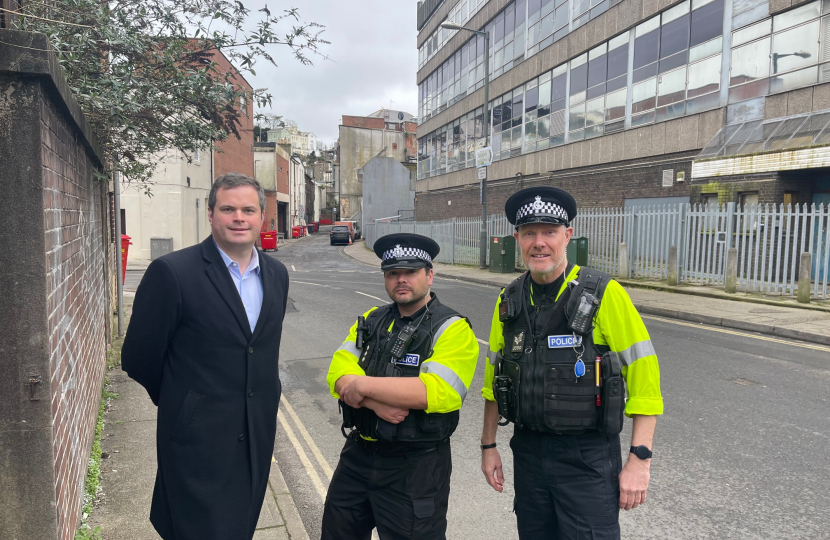 Kevin with the Police near the old Telephone Exchange 