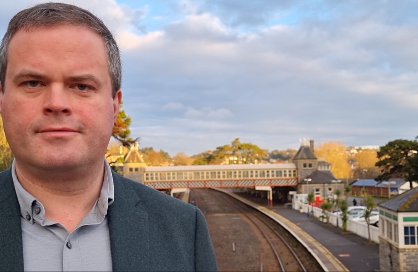 Kevin at Torquay Station where Lumo Trains could soon be stopping.