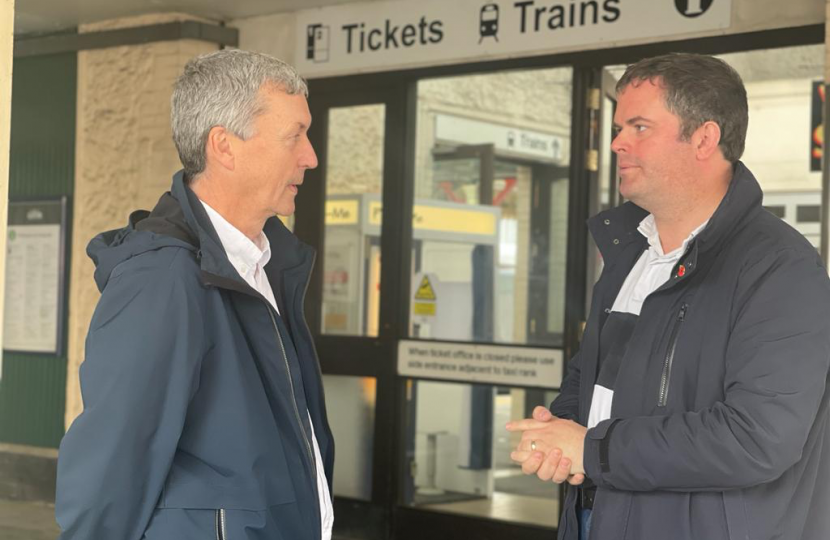 Kevin Foster MP and Cllr John Fellows at Paignton Ticket Office