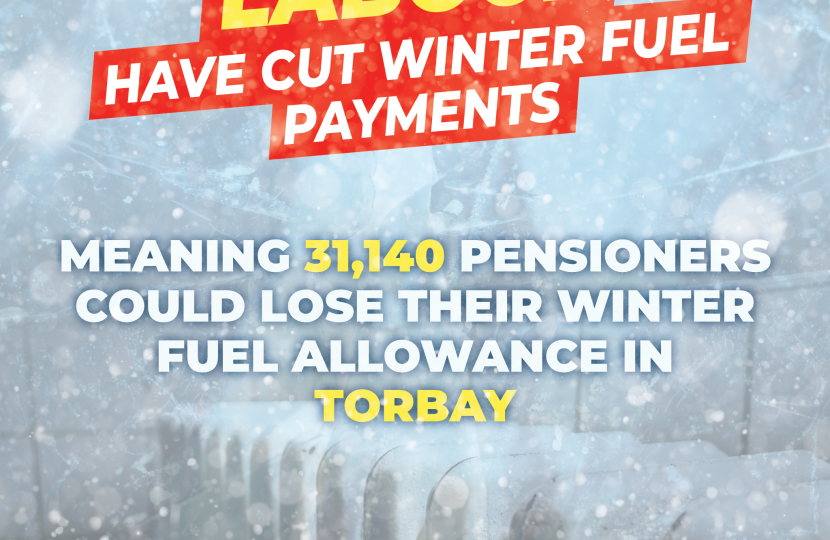 31,140 pensioners in Torbay could lose their Winter Fuel Allowance Payment