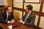 Kevin discussing funding with the Health Secretary