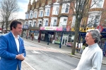 Kevin speaking to a local businessman in Paignton High Street 