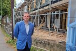 Kevin at the new housing being built on the former Dairy site in Upton.