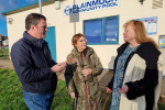 Kevin at Plainmoor pool with Sue and Anne who have fundraised and campaigned for this vital community asset.