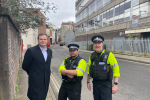 Kevin with the Police near the old Telephone Exchange 