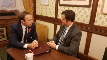 Kevin discussing funding with the Health Secretary