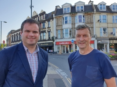 KF with Paignton Town Centre Trader in Station Square