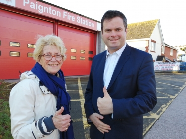 Cllr Jane Barnby and Kevin at Paignton Fire Station