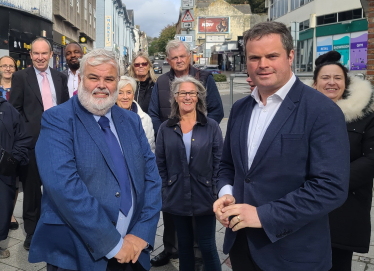 Kevin and Torbay Council Leader Dave Thomas in Market Street where major regeneration work is planned.