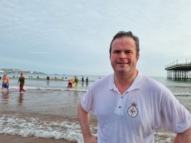 Kevin enjoys swimming in our bay and takes part in the annual Boxing Day Walk Into The Sea.