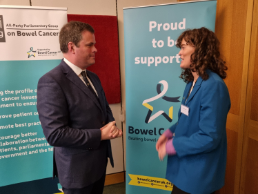 Kevin talking with Bowel Cancer Uk