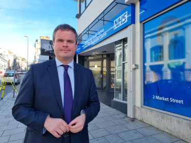 Kevin outside the new diagnostic centre.