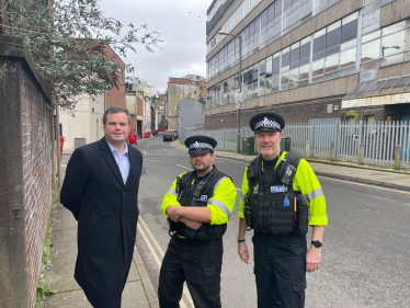 Kevin with the Police near the old Telephone Exchange 