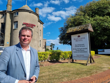 Kevin Foster MP outside the Redcliffe Hotel in Paignton